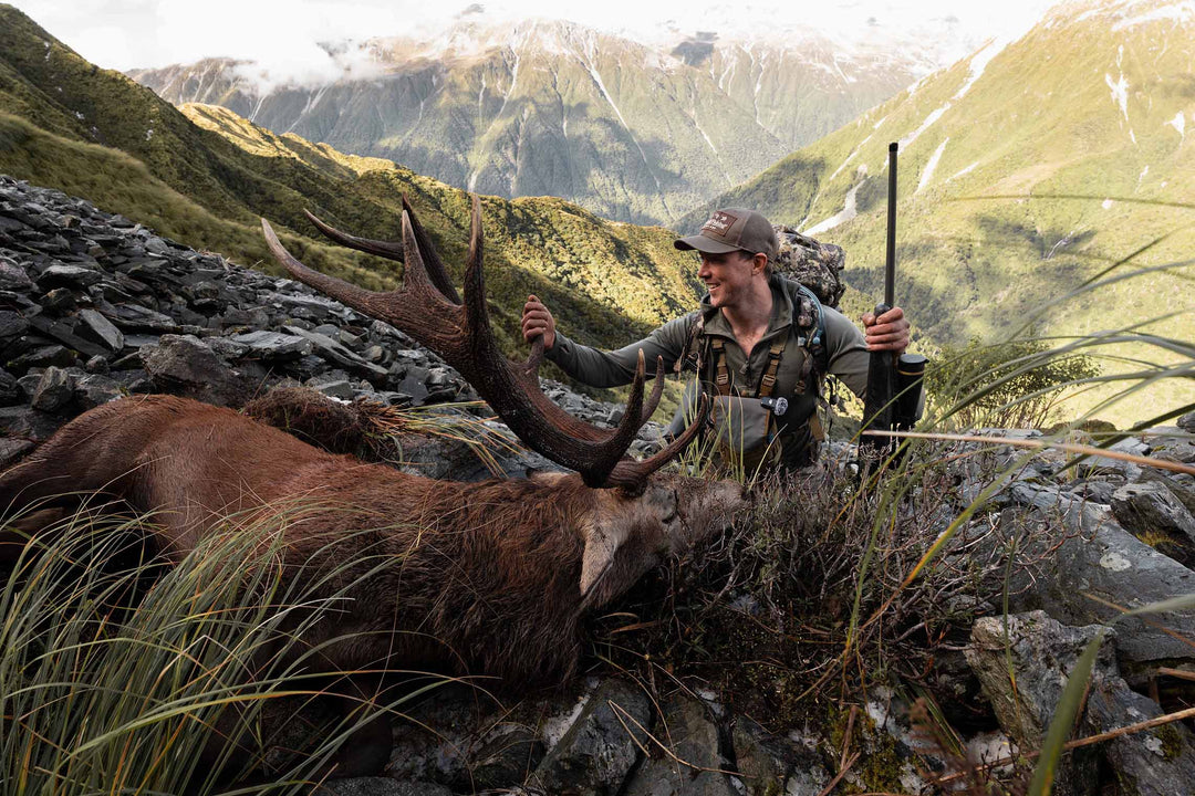 J.E. Wilds' trophy photo with stag